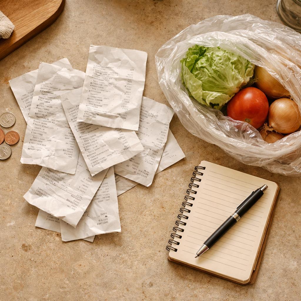 Grocery receipts and produce